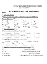 Một số đề kiểm tra học kì I Tiếng anh lớp 9 - Năm học 2016-2017